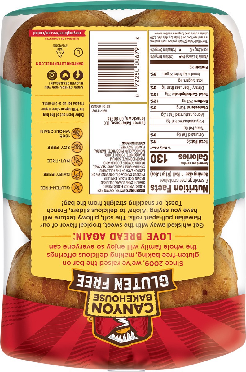 slide 5 of 8, Canyon Bakehouse Brioche-Style Sweet Rolls, Gluten Free Brioche Dinner Rolls, Fresh, 6 Count, 10.8 oz