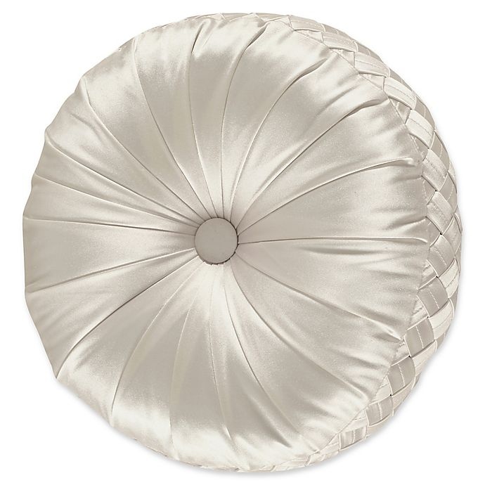 slide 1 of 1, J. Queen New York Satinique Tufted Round Throw Pillow - Natural, 1 ct