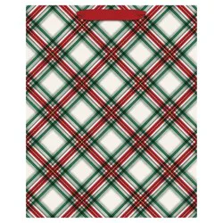 Hallmark 13" Large Holiday Gift Bag (Festive Red and Green Plaid)