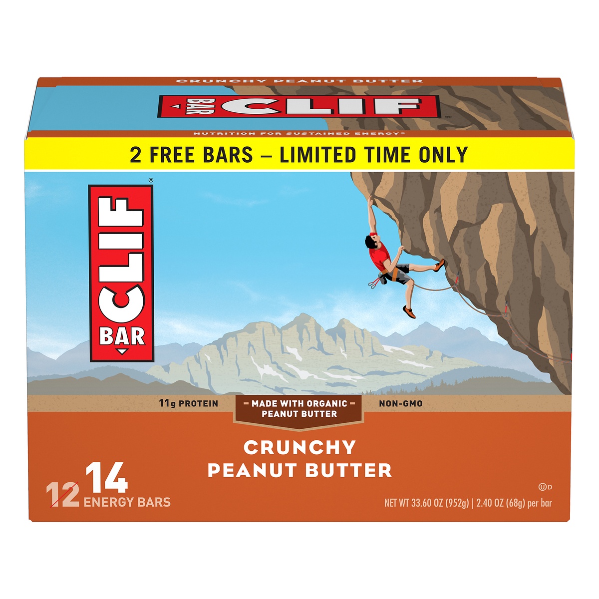 slide 1 of 1, CLIF Bar Crunchy Peanut Butter Energy Bar, 12 ct