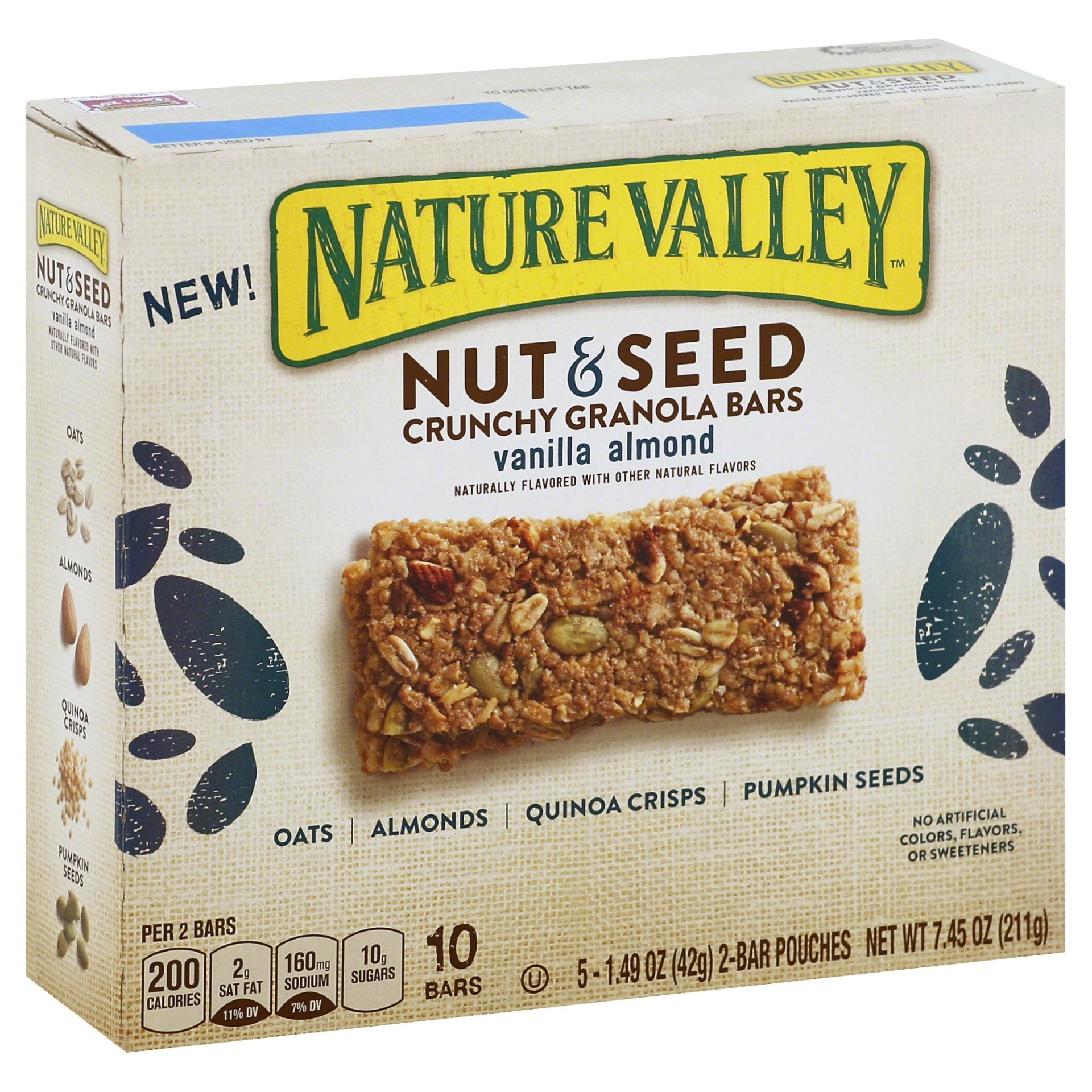 slide 1 of 1, Nature Valley Nut Seed Vanilla Almond Crunchy Granola Bars, 5 ct; 1.49 oz