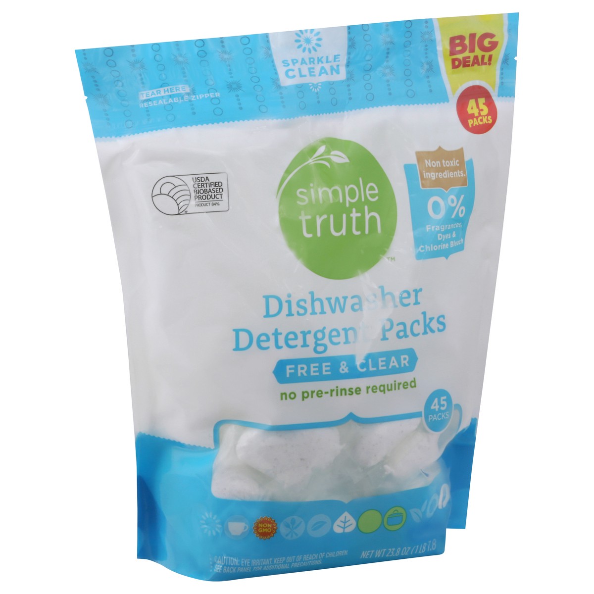 slide 2 of 9, Simple Truth Free Clear Dishwasher Detergent Packs, 45 ct; 23.8 oz