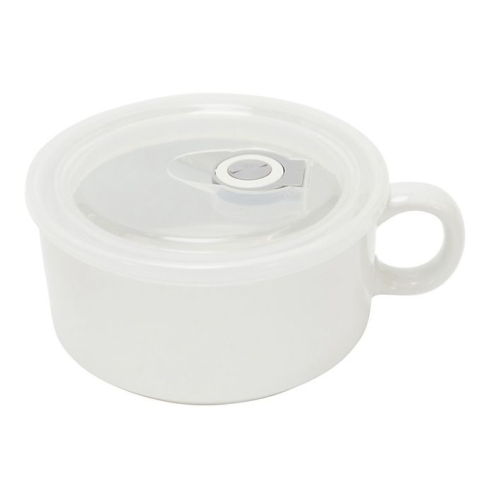 slide 1 of 1, Boston Warehouse Trading Co. Soup Mug with Vented Lid - White, 1 ct