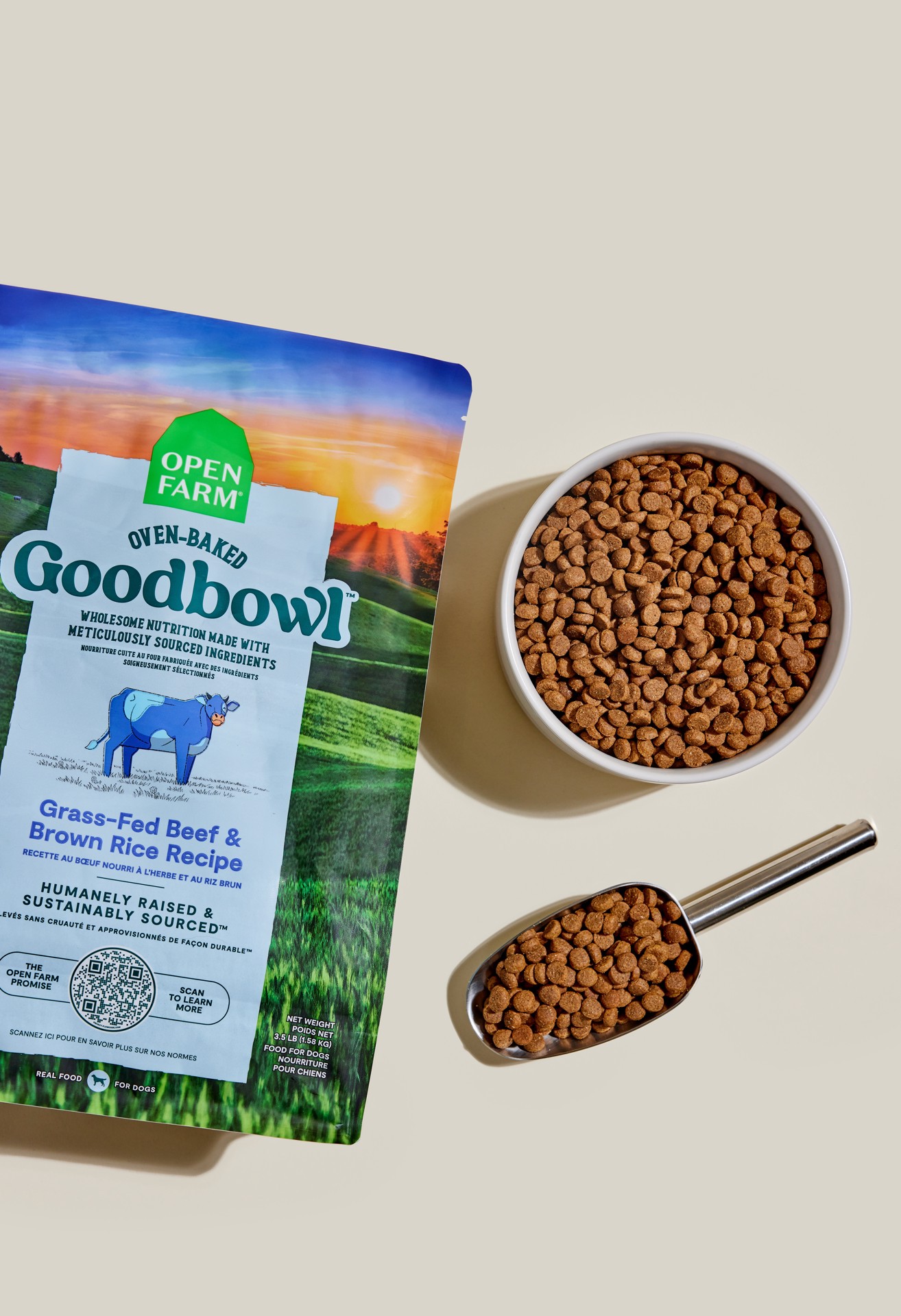 slide 3 of 3, OPEN FARM Goodbowl Grass-Fed & Brown Rice Recipe for Dogs 22 lb, 22 lb