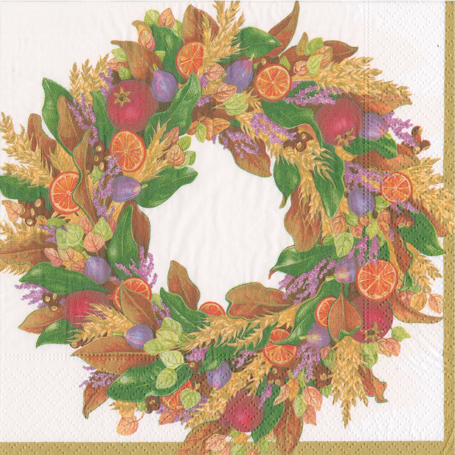 slide 1 of 1, Caspari Autumn Wreath Cocktail Napkins, 20 ct