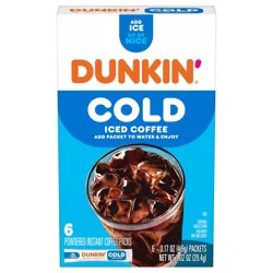 Dunkin'' Dunkin'’ Cold Iced Coffee, Powdered Instant Coffee Packs, 6 count