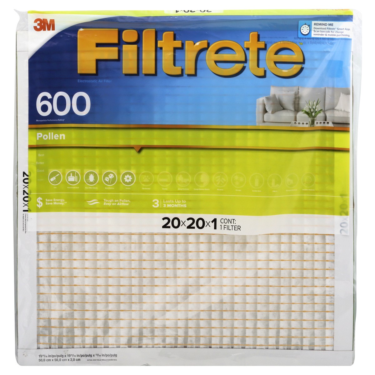slide 1 of 9, Filtrete Electrostatic Pollen Air Filter 1 ea, 1 ct