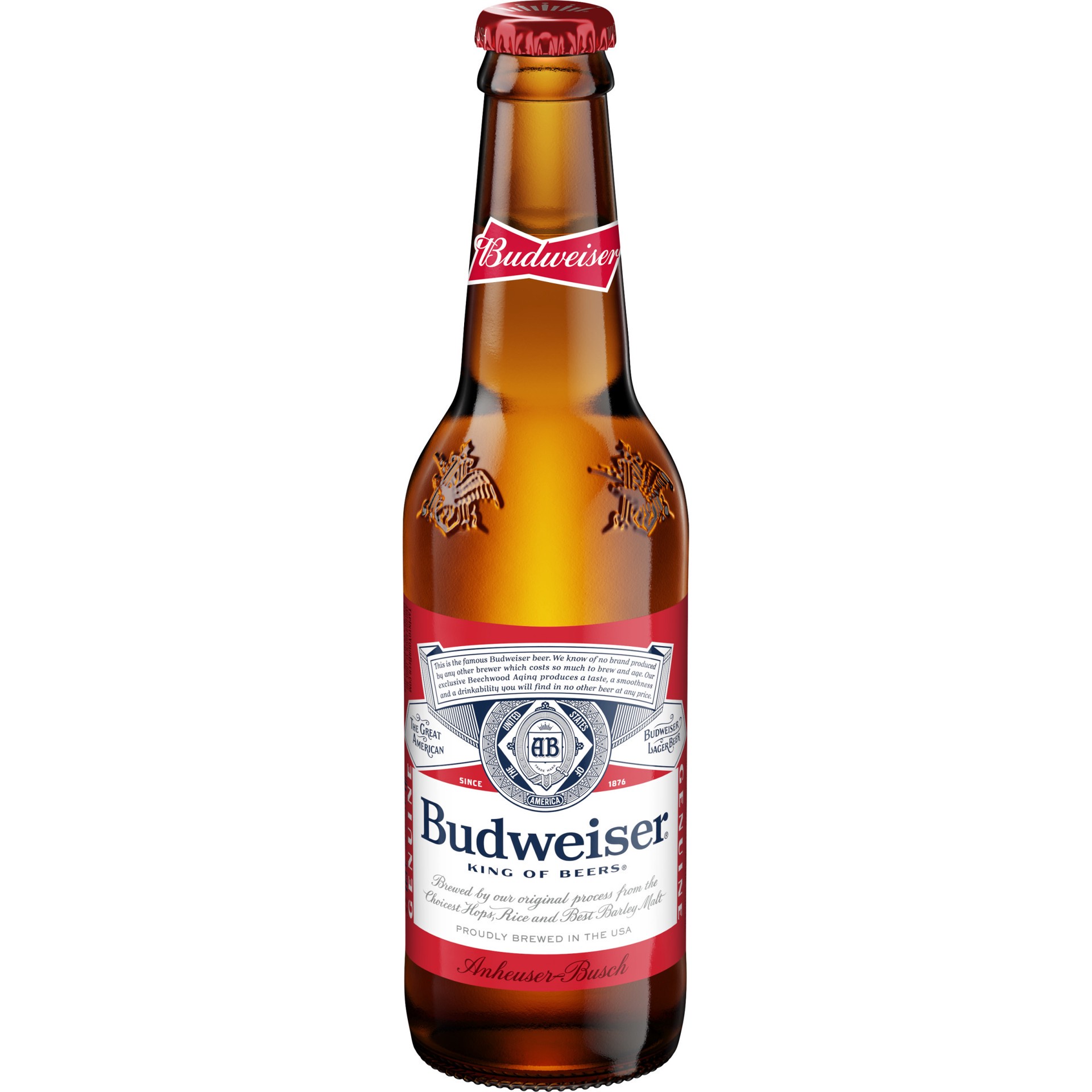 slide 1 of 4, Budweiser American Lager Beer 12 fl oz Bottle, 12 fl oz