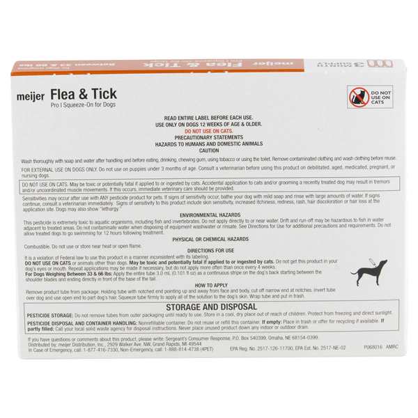 slide 12 of 21, Meijer Pro I Squeeze-On Flea & Tick for Dogs, 33 ct; 66 lb, 3 ct