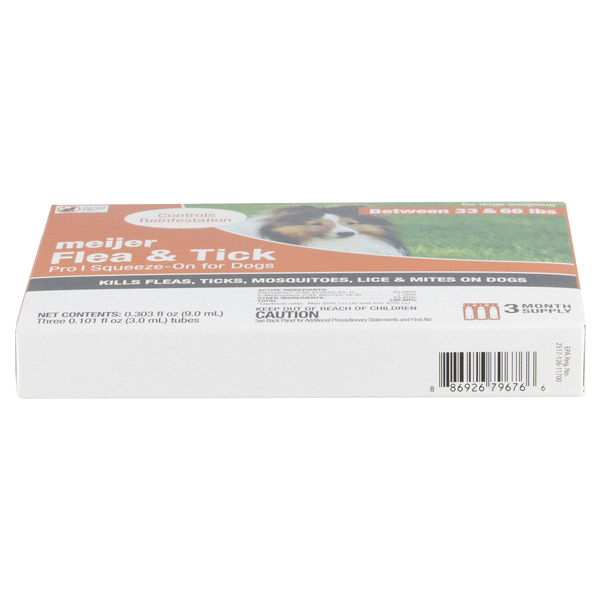 slide 20 of 21, Meijer Pro I Squeeze-On Flea & Tick for Dogs, 33 ct; 66 lb, 3 ct