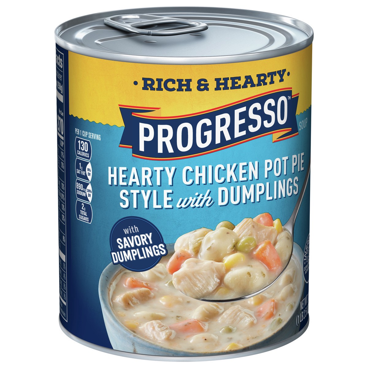 slide 5 of 9, Progresso Hearty Chicken Pot Pie Style with Dumplings Soup, Rich and Hearty Canned Soup, 18.5 oz, 18.5 oz