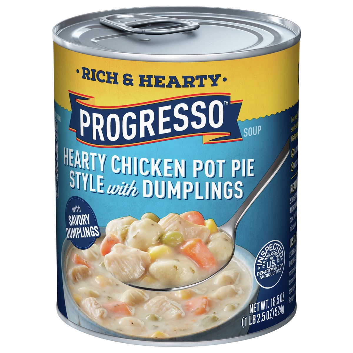 slide 2 of 9, Progresso Hearty Chicken Pot Pie Style with Dumplings Soup, Rich and Hearty Canned Soup, 18.5 oz, 18.5 oz