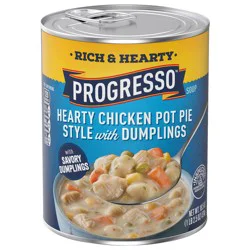 Progresso Hearty Chicken Pot Pie Style with Dumplings Soup, Rich and Hearty Canned Soup, 18.5 oz