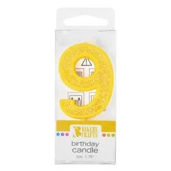 Bakery Crafts Glitter Yellow 9 Birthday Candle
