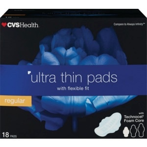 slide 1 of 1, CVS Health Ultra Thin Regular Pads, 18 ct