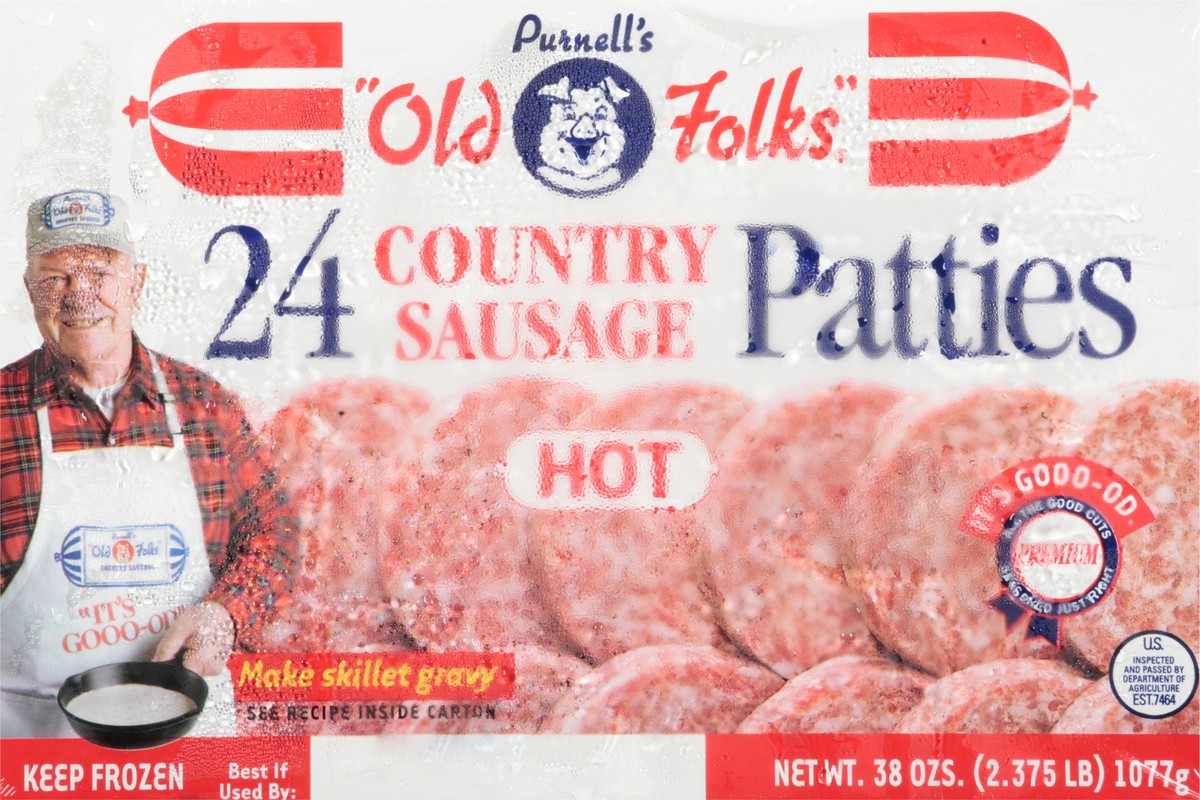 slide 6 of 14, Purnell's Old Folks Hot Country Sausage Patties 24 ea, 24 ct