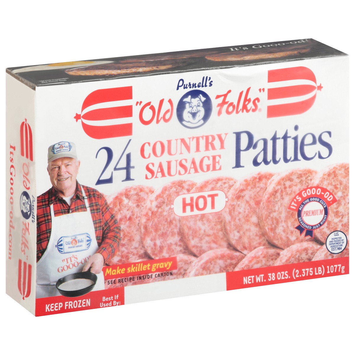 slide 8 of 14, Purnell's Old Folks Hot Country Sausage Patties 24 ea, 24 ct