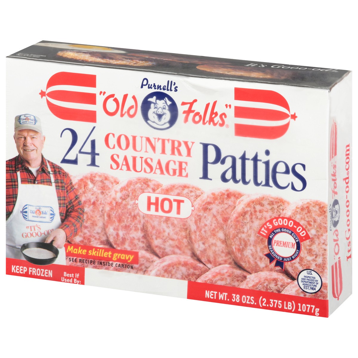 slide 2 of 14, Purnell's Old Folks Hot Country Sausage Patties 24 ea, 24 ct