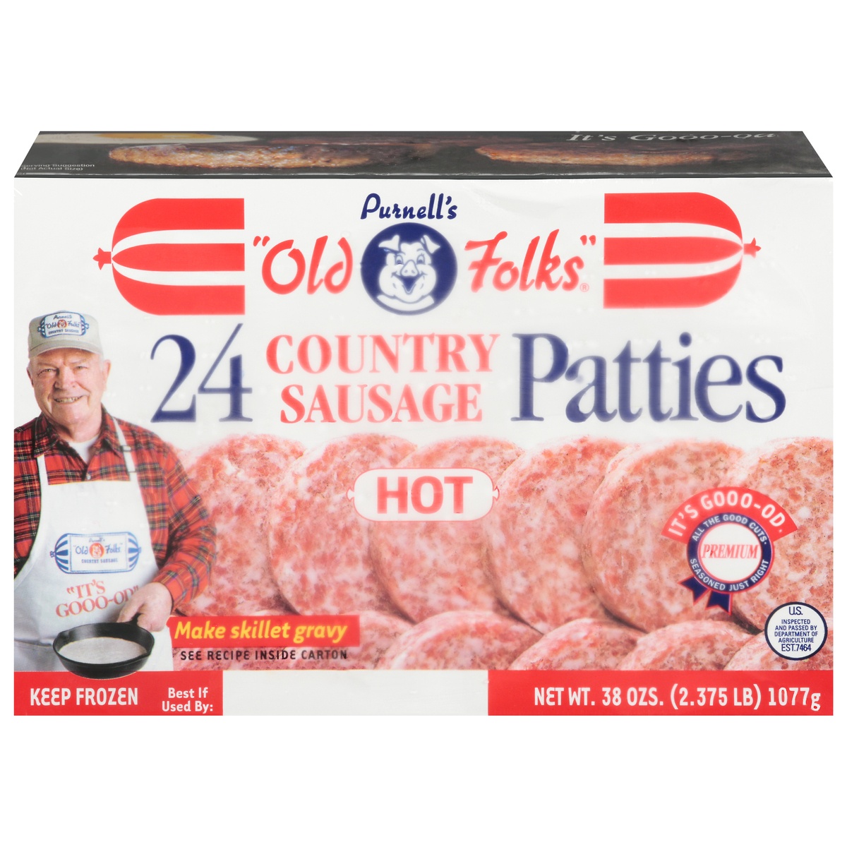 Purnell's Old Folks Hot Country Sausage Patties 24 ea 24 ct Shipt