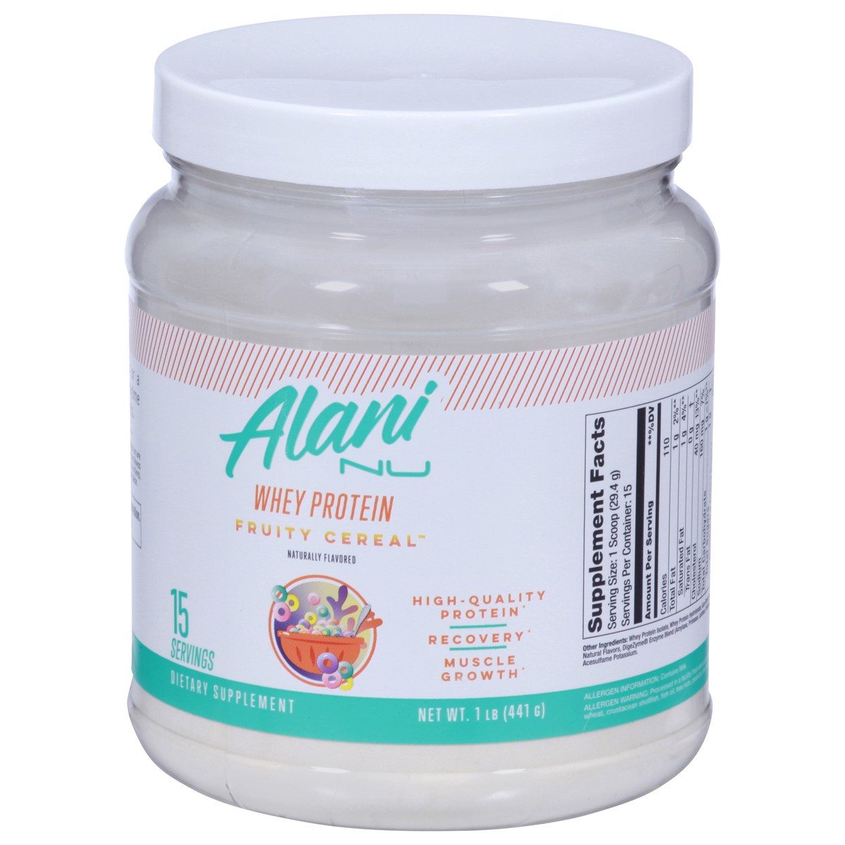 slide 3 of 9, Alani Nu Alani Whey Protein Fruitty Cereal, 16 oz