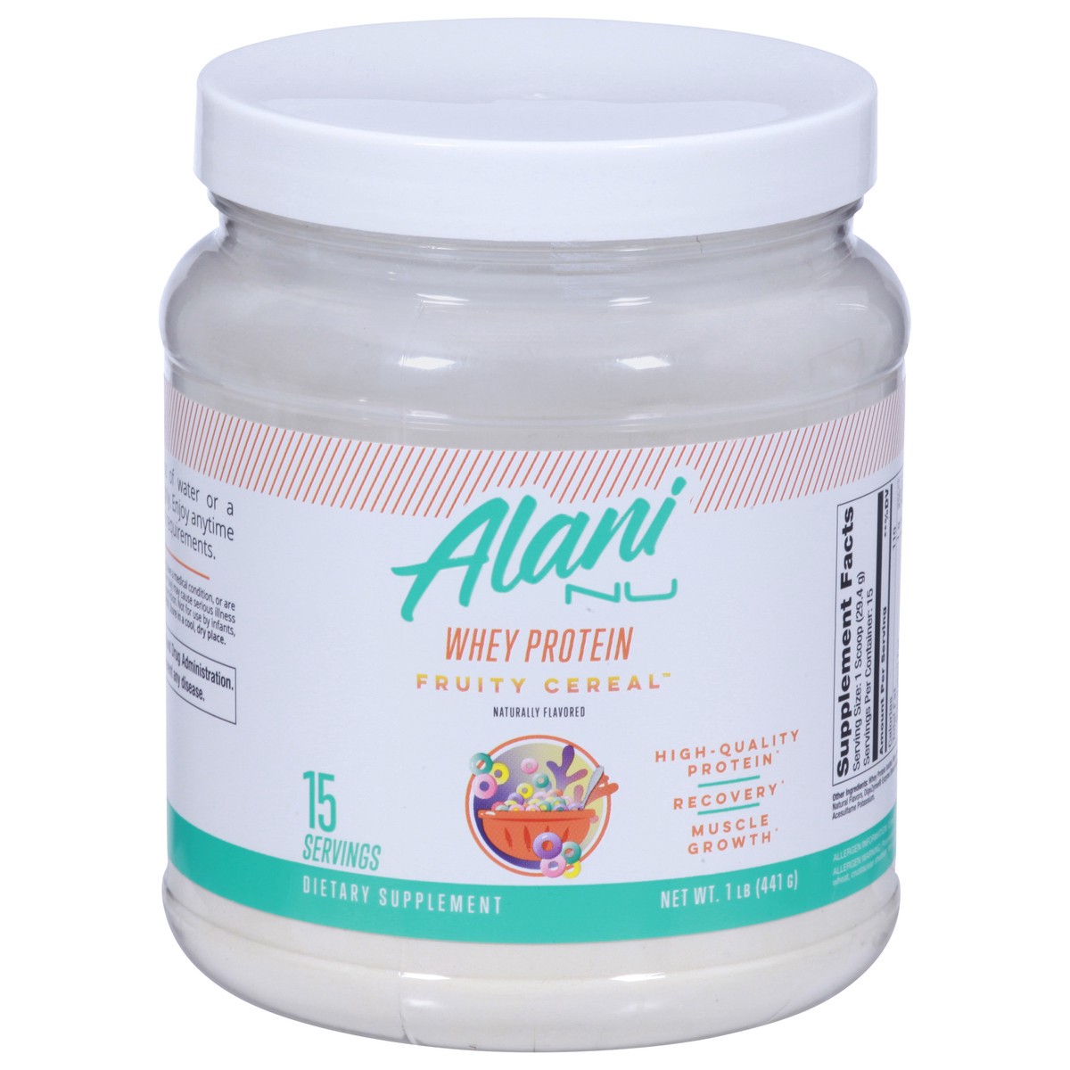 slide 1 of 9, Alani Nu Alani Whey Protein Fruitty Cereal, 16 oz