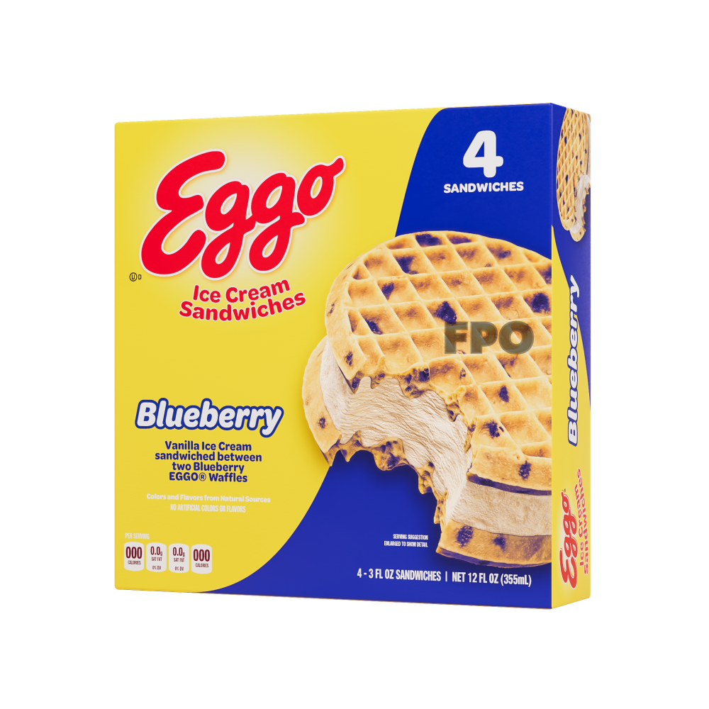 slide 1 of 1, Eggo Ice Cream Sandwich- Blueberry, 4 ct; 3 fl oz