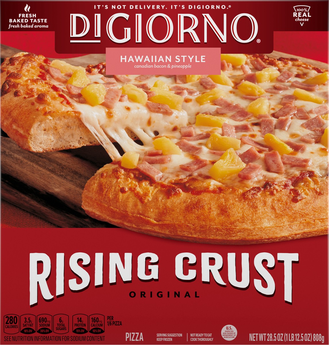 slide 6 of 9, DiGiorno Rising Crust Hawaiian Style Pizza, 28.5 oz (Frozen), 28.5 oz