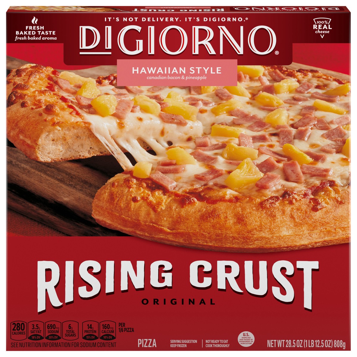 slide 1 of 9, DiGiorno Rising Crust Hawaiian Style Pizza, 28.5 oz (Frozen), 28.5 oz
