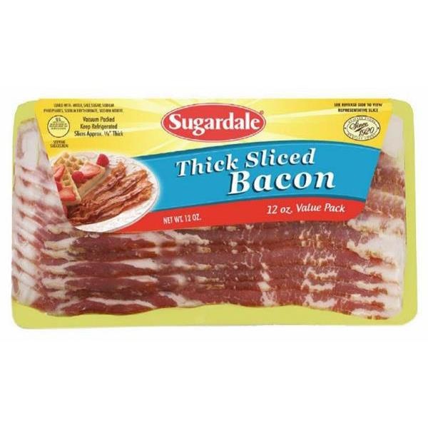 slide 1 of 1, Sugardale Thick Sliced Bacon Value Pack, 12 oz