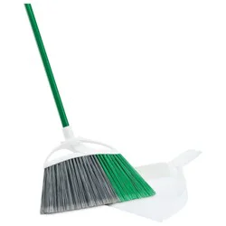 Libman Angle Broom And Dustpan - Green/White