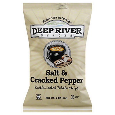 slide 1 of 1, Deep River Snacks Salt & Cracked Pepper Kettle Cooked Potato Chips, 2 oz