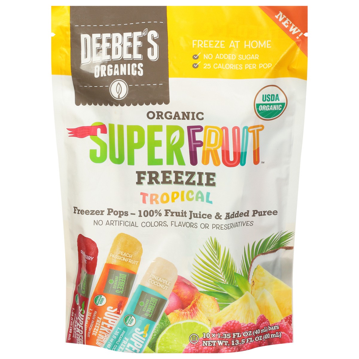 slide 1 of 7, DeeBee's Organics Organic SuperFruit Tropical Freezie 10 - 1.35 fl oz Bars, 1 ct