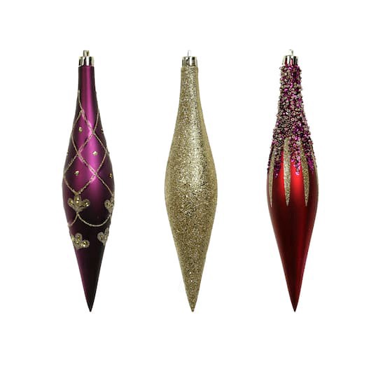 slide 1 of 3, 7.75" Decorated Teardrop Ornament Set By Ashland, 7.75 in