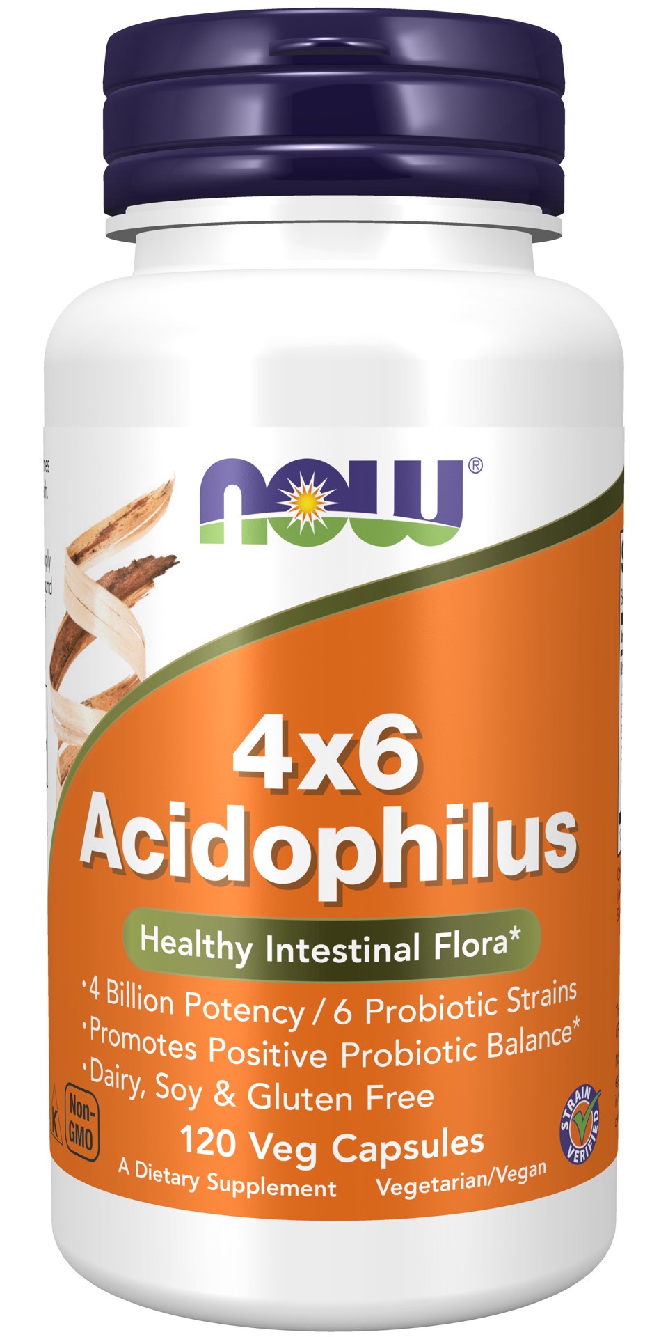 slide 1 of 4, NOW Acidophilus 4x6 - 120 Veg Capsules, 120 ct