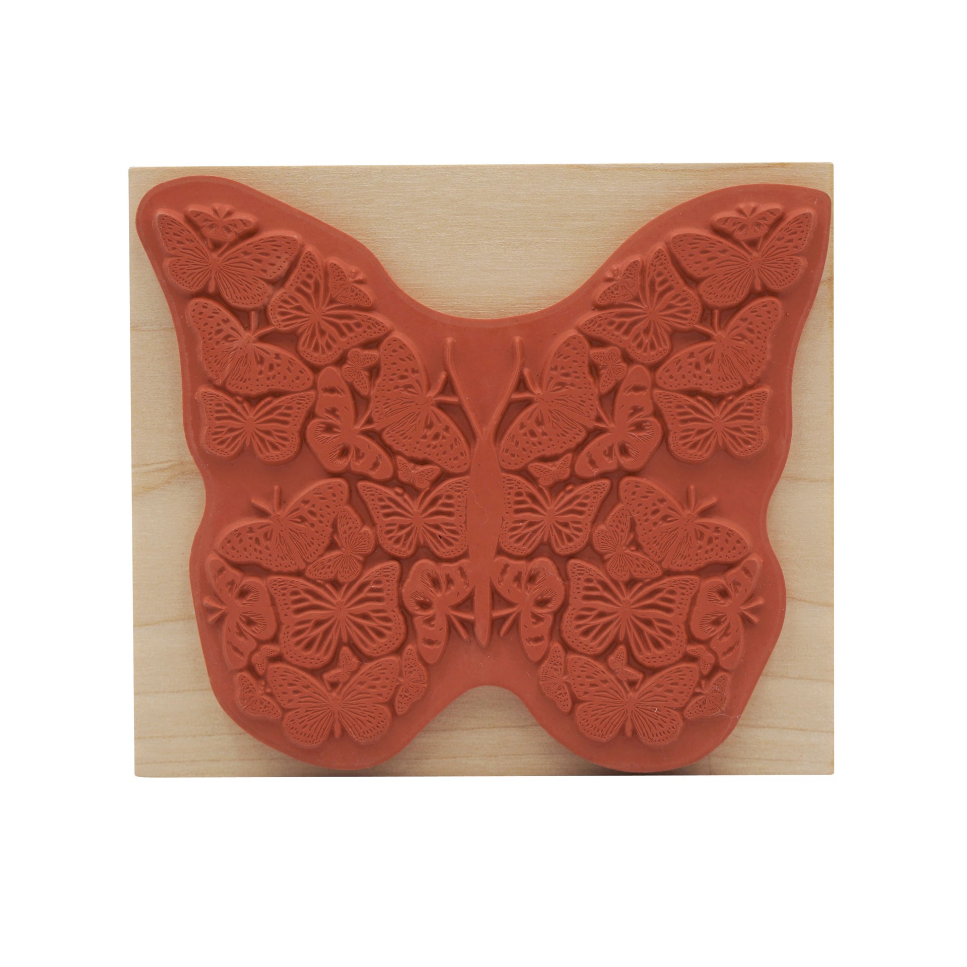 slide 3 of 3, Butterfly Wooden Stamp By Recollections, 3.25 in x 3.75 in x 1 in