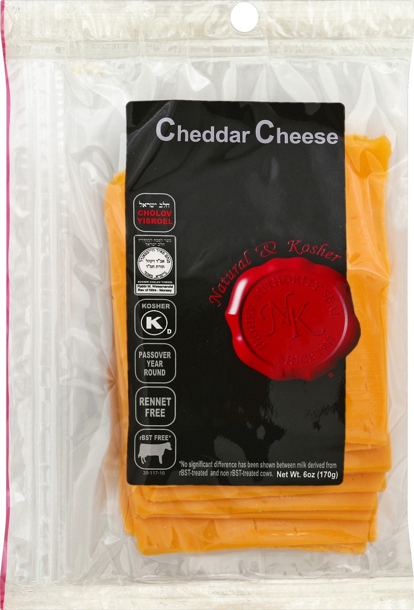 slide 2 of 3, Natural & Kosher Cheddar Cheese Sliced Resealable Bag 6oz - 6 Oz, 6 oz