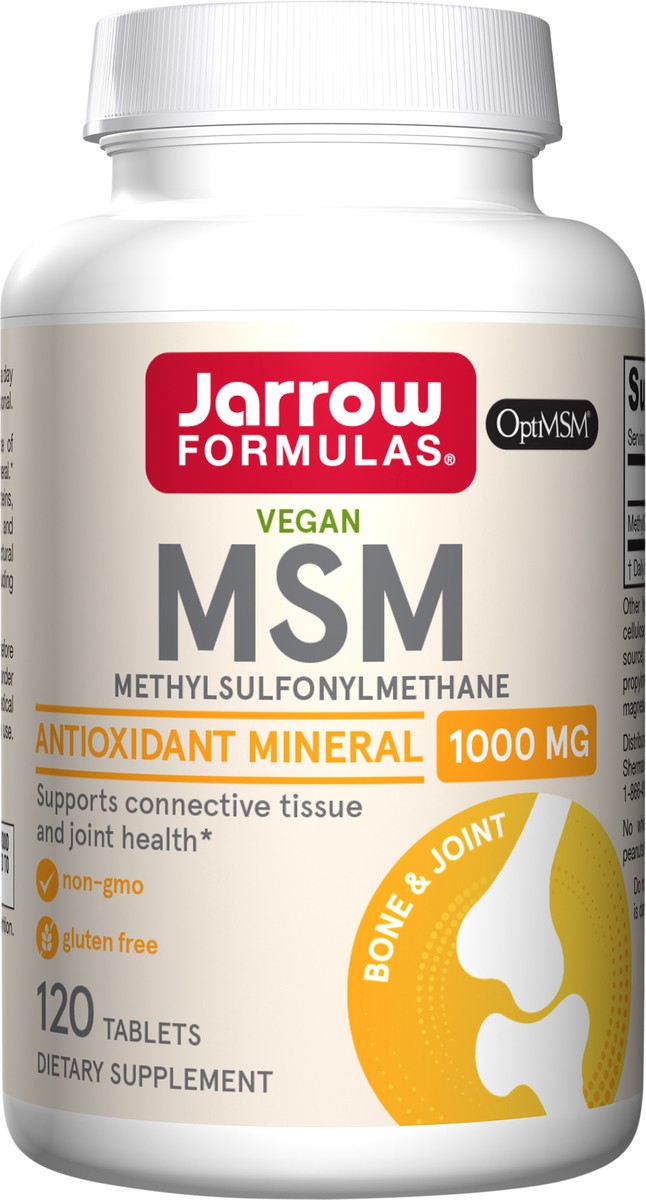 slide 4 of 5, Jarrow Formulas MSM 1000 mg - 120 Tablets - Methylsulfonylmethane - Source of Sulfur - Dietary Supplement Supports & Strengthens Joints - Up to 120 Servings (PACKAGING MAY VARY), 120 ct