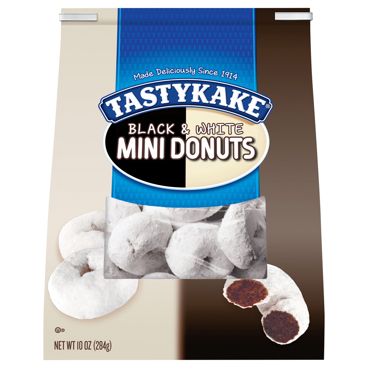 slide 1 of 9, Tastykake Seasonal Edition Black & White Mini Donuts, 10 oz