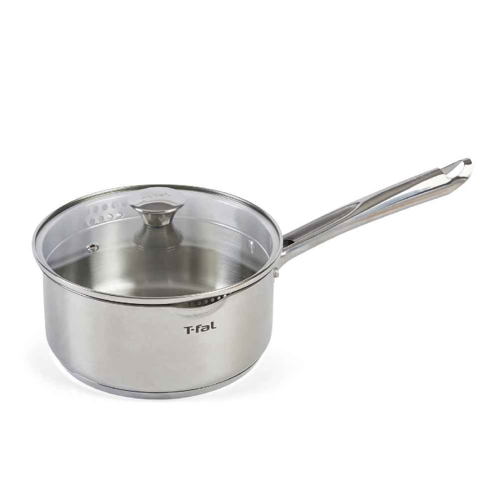 slide 2 of 6, T-Fal Cook & Strain Stainless Steel Saucepan, 3 qt