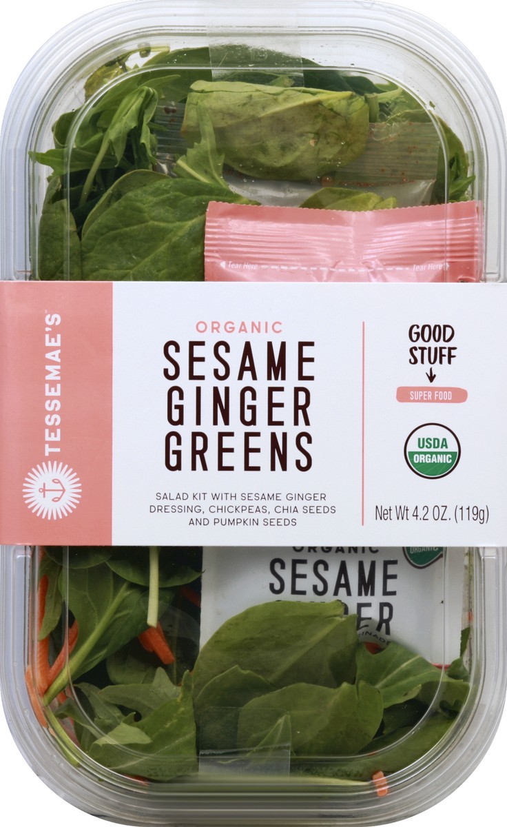 slide 5 of 6, Tessemae's Organic Sesame Ginger Greens Salad Kit, 6.2 oz