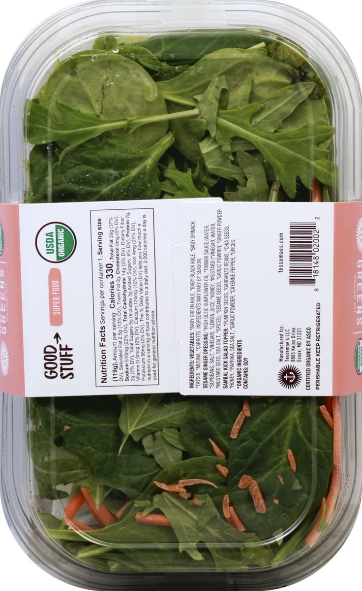 slide 6 of 6, Tessemae's Organic Sesame Ginger Greens Salad Kit, 6.2 oz