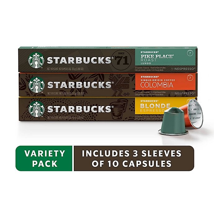 slide 1 of 10, Starbucks by Nespresso Variety Pack Coffee Capsules, 30 ct