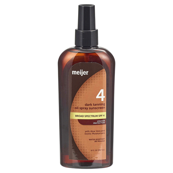 slide 1 of 1, Meijer Dark Tanning Oil Spray Sunscreen, Broad Spectrum SPF 4, 8 oz