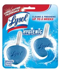 Lysol Automatic In-The-Bowl Toilet Cleaner, Cleans and Freshens Toilet Bowl, Atlantic Fresh Scent, 2ct