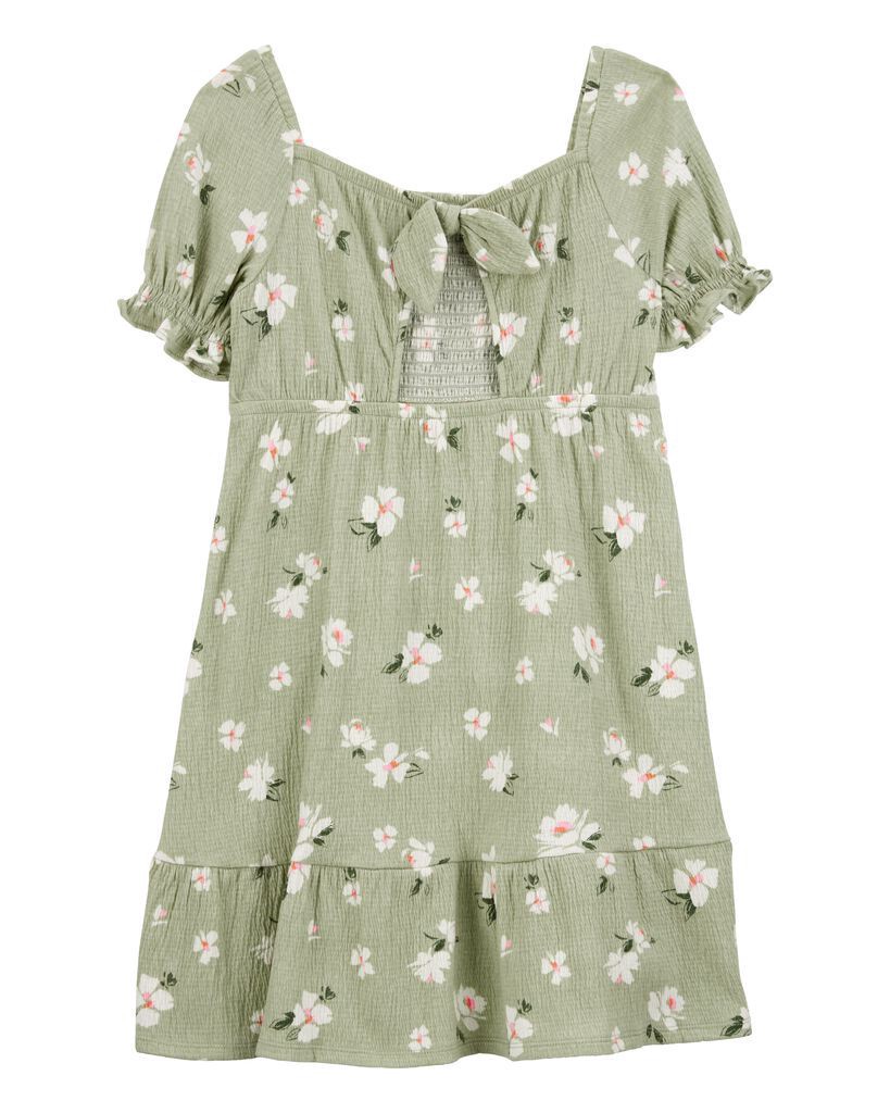slide 2 of 3, Carter's Kid Smocked Floral Dress Green 4, 1 ct