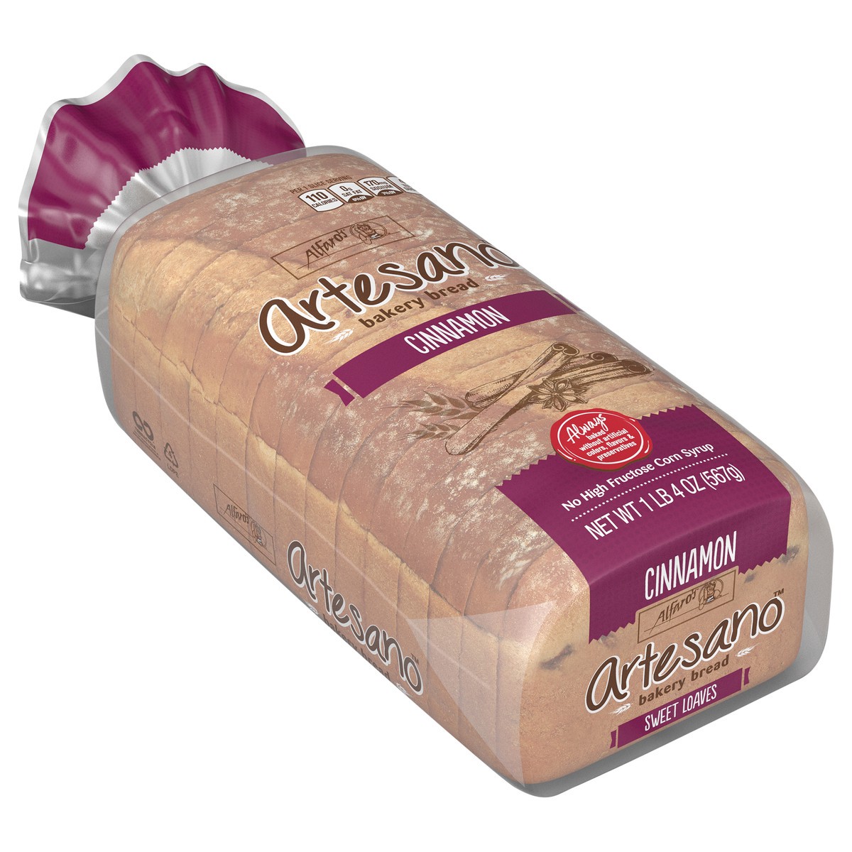 slide 2 of 11, Alfaro's Artesano Sweet Cinnamon Bakery Bread, 20 oz