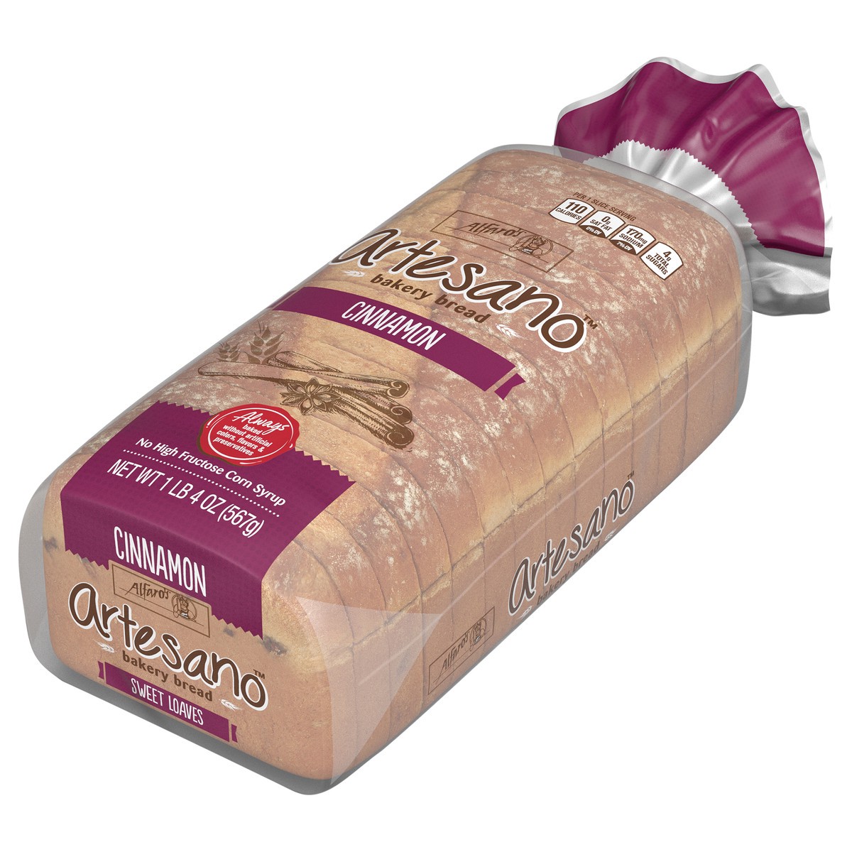 slide 3 of 11, Alfaro's Artesano Sweet Cinnamon Bakery Bread, 20 oz