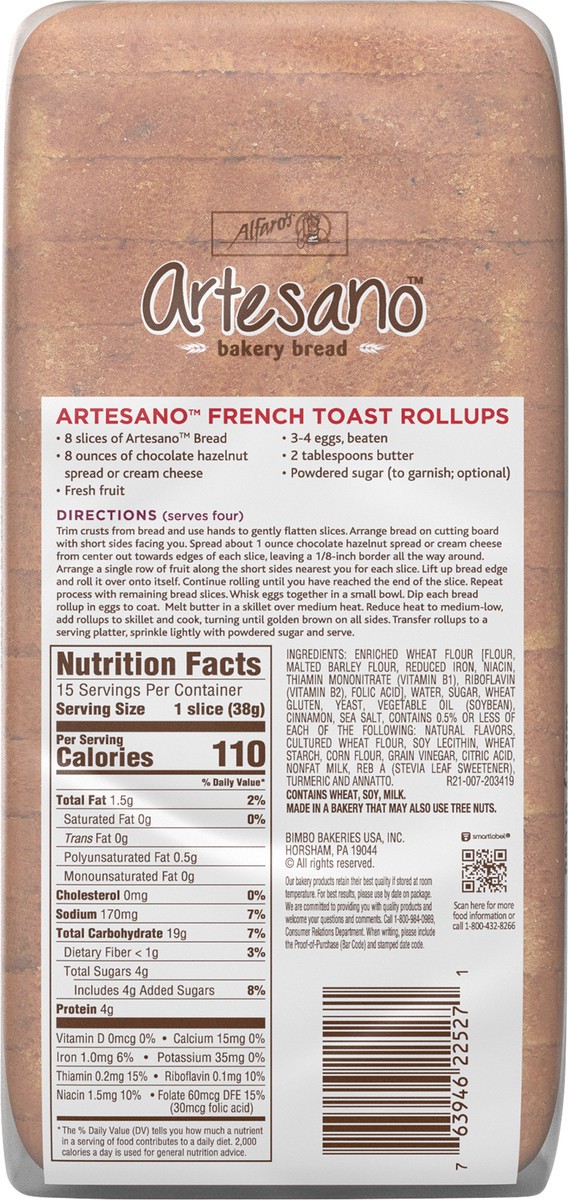 slide 10 of 11, Alfaro's Artesano Sweet Cinnamon Bakery Bread, 20 oz