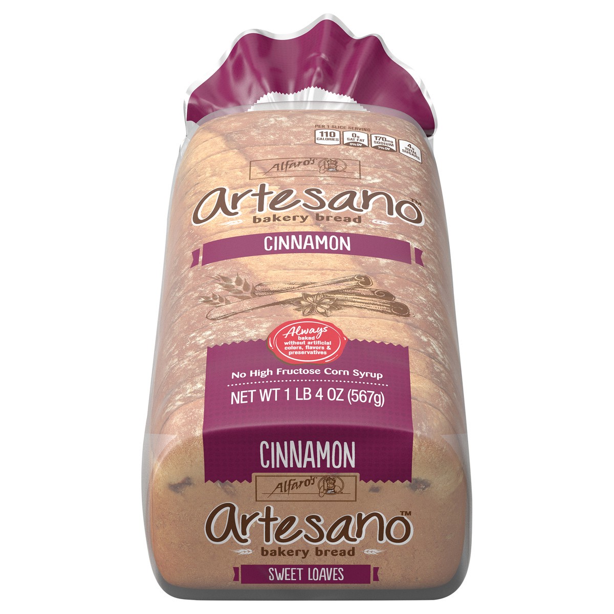 slide 11 of 11, Alfaro's Artesano Sweet Cinnamon Bakery Bread, 20 oz