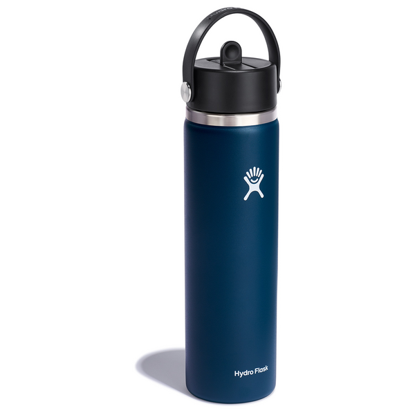 slide 1 of 1, Hydro Flask Wide Flex Straw Cap Bottle, Indigo, 24 oz